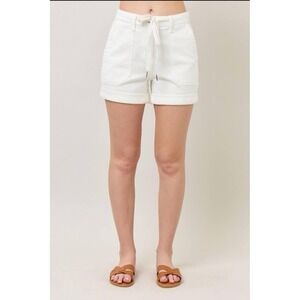 NWT Judy Blue Cuff Shorts White Size 2X High Waist Stretch Casual Spring
